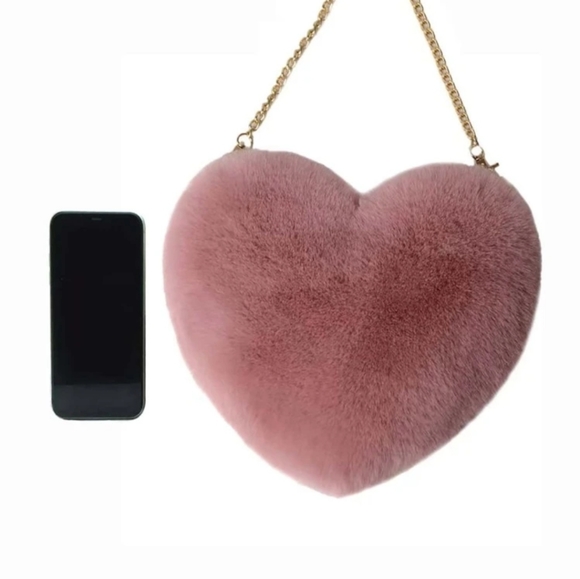 Womens Furry Heart shoulder Purse - Picture 2 of 2